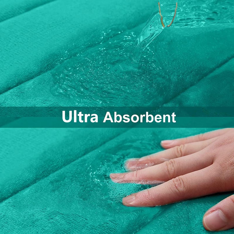 Buganda Memory Foam Bath Mat, 30" x 20", Ultra Soft and Non-Slip Bathroom Rugs, Water Absorbent and Machine Washable Bath Rug for Bathroom, Shower, and Tub, Teal - Image 4